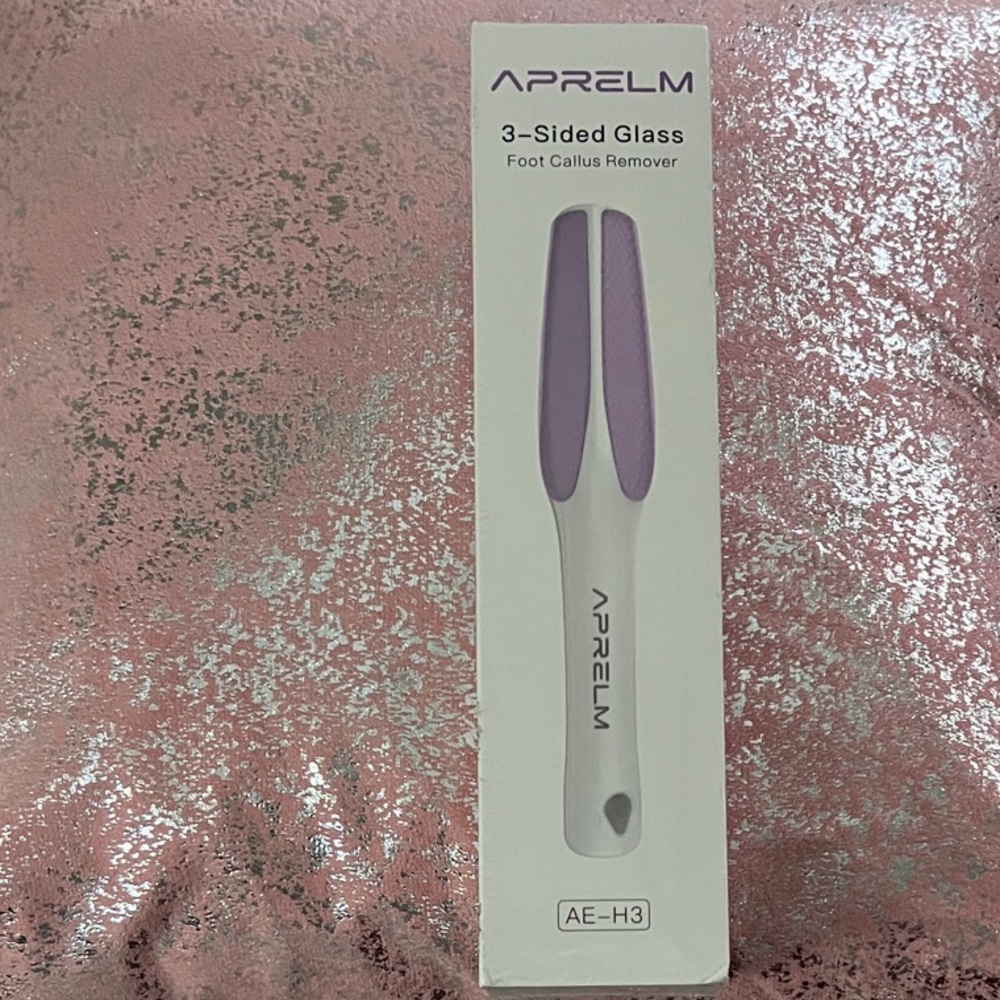 APRELM 3-Sided Glass Foot Callus Remover - White & Lilac